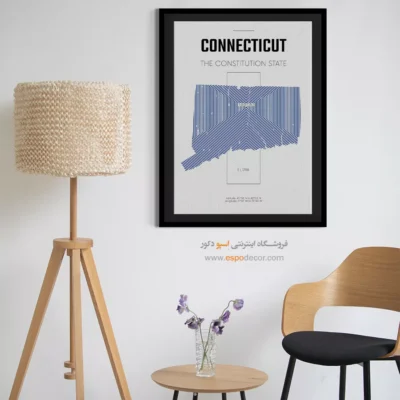 تابلو نقشه دکوراتیو ایالت کنتیکت - ایالت کنتیکت – تابلو نقشه شهرهای جهان - اسپو دکور
