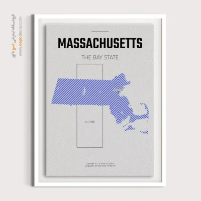 تابلو نقشه مینیمال ماساچوست - ماساچوست – تابلو نقشه شهرهای جهان - اسپو دکور