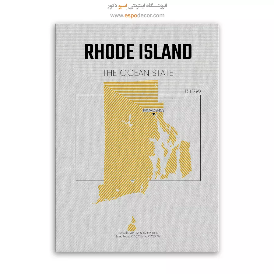 خرید تابلو نقشه مدرن رود آیلند - رود آیلند – تابلو نقشه شهرهای جهان - اسپو دکور