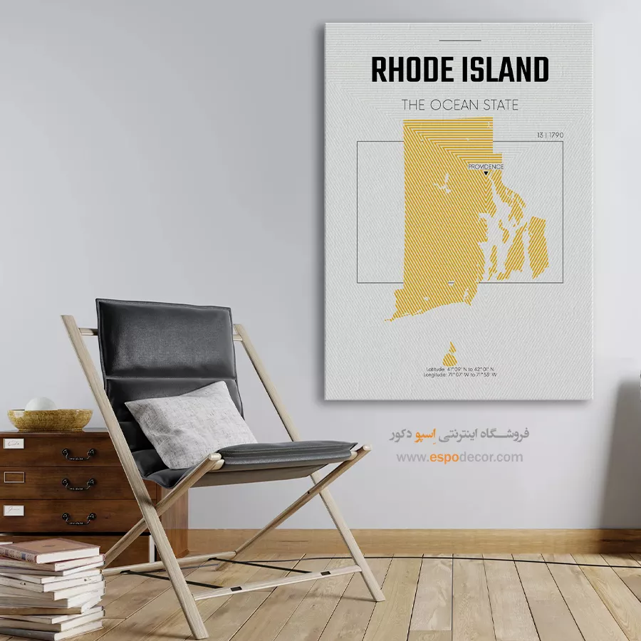 خرید تابلو نقشه مدرن رود آیلند - رود آیلند – تابلو نقشه شهرهای جهان - اسپو دکور