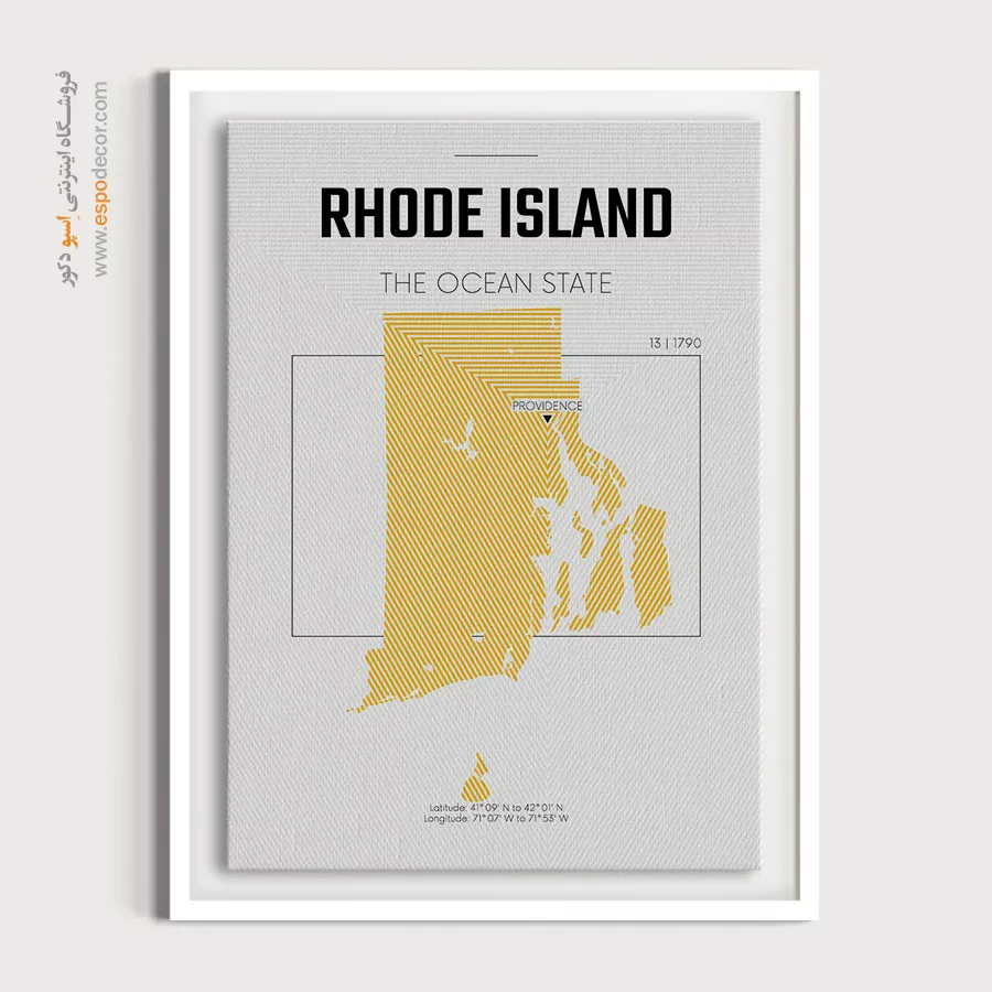 خرید تابلو نقشه مدرن رود آیلند - رود آیلند – تابلو نقشه شهرهای جهان - اسپو دکور