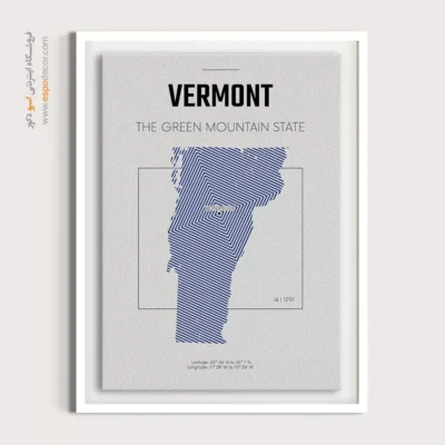 تابلو نقشه ورمونت - ورمونت – تابلو نقشه شهرهای جهان - اسپو دکور