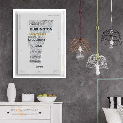 تابلو نقشه دیواری ورمونت - ورمونت – تابلو نقشه شهرهای جهان - اسپو دکور