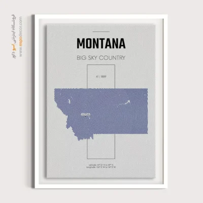 تابلو هنری نقشه مونتانا - مونتانا – تابلو نقشه شهرهای جهان - اسپو دکور