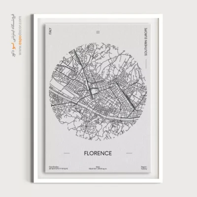 خرید تابلو نقشه مینیمال فلورانس - فلورانس – تابلو نقشه شهرهای جهان - اسپو دکور
