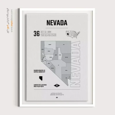 تابلو نقشه مدرن نوادا - نوادا – تابلو نقشه شهرهای جهان - اسپو دکور