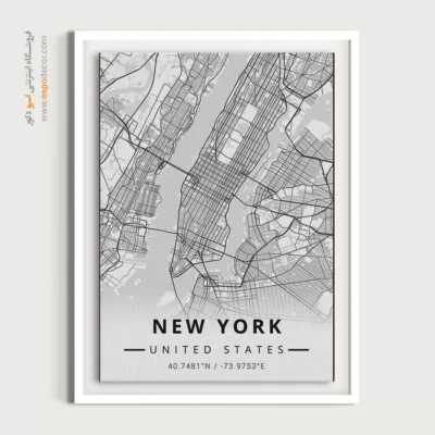 تابلو نقشه مینیمال نیویورک - نیویورک – تابلو نقشه شهرهای جهان - اسپو دکور