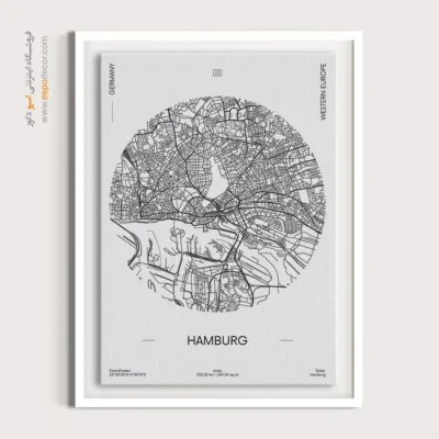 خرید تابلو نقشه هامبورگ آلمان - هامبورگ آلمان – تابلو نقشه شهرهای جهان - اسپو دکور