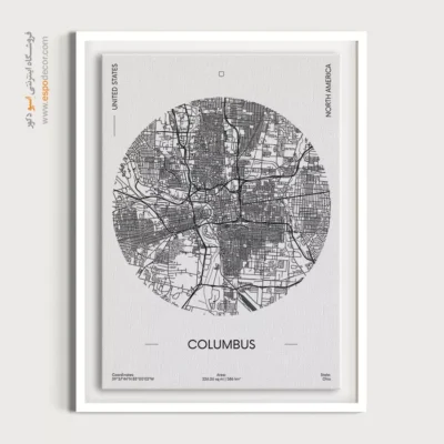 تابلو نقشه مینیمال کلومبوس - کلومبوس – تابلو نقشه شهرهای جهان - اسپو دکور
