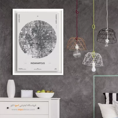 خرید تابلو نقشه مدرن شهر ایندیاناپولیس - شهر ایندیاناپولیس – تابلو نقشه شهرهای جهان - اسپو دکور