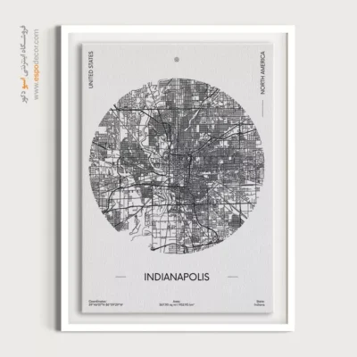 خرید تابلو نقشه مدرن شهر ایندیاناپولیس - شهر ایندیاناپولیس – تابلو نقشه شهرهای جهان - اسپو دکور