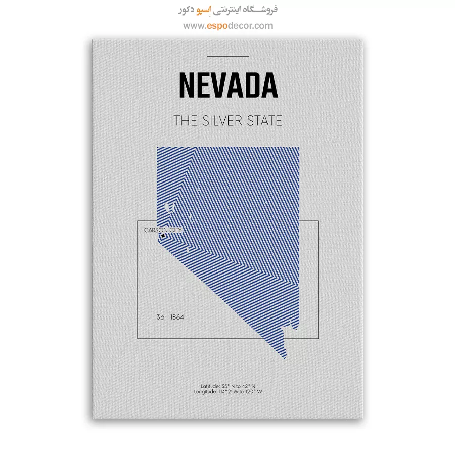 تابلو نقشه نوادا - نوادا – تابلو نقشه شهرهای جهان - اسپو دکور