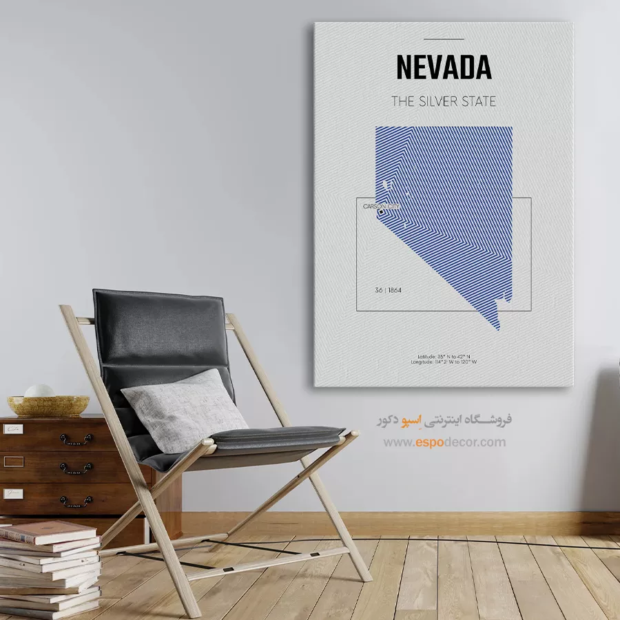 تابلو نقشه نوادا - نوادا – تابلو نقشه شهرهای جهان - اسپو دکور