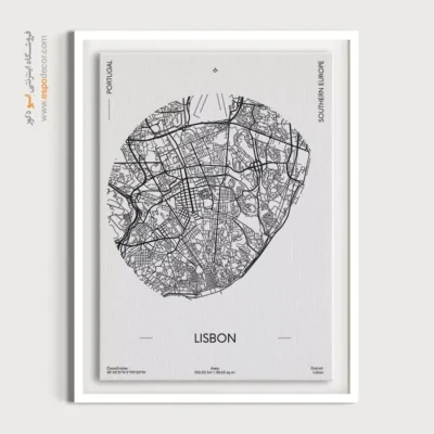 تابلو نقشه دیواری لیسبون پرتقال - لیسبون پرتقال – تابلو نقشه شهرهای جهان - اسپو دکور