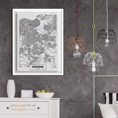 تابلو نقشه مینیمال هاوانا کوبا - هاوانا کوبا – تابلو نقشه شهرهای جهان - اسپو دکور