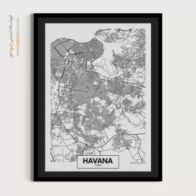 تابلو نقشه مینیمال هاوانا کوبا - هاوانا کوبا – تابلو نقشه شهرهای جهان - اسپو دکور