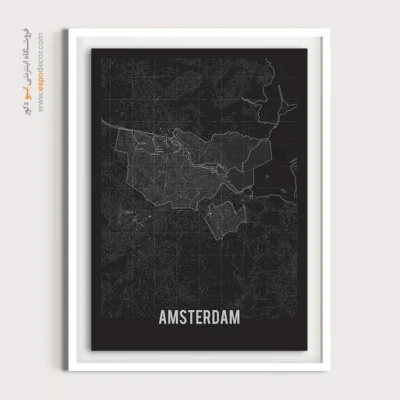 خرید تابلو نقشه آمستردام هلند - آمستردام – تابلو نقشه شهرهای جهان - اسپو دکور