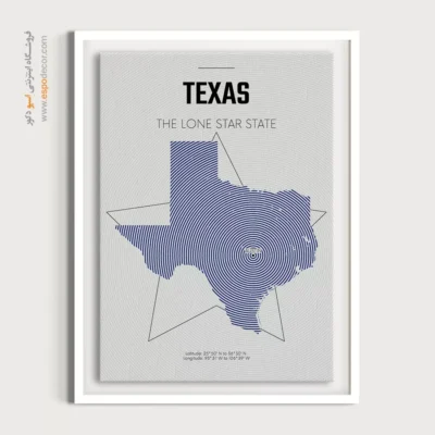 تابلو هنری نقشه تگزاس - تگزاس – تابلو نقشه شهرهای جهان - اسپو دکور