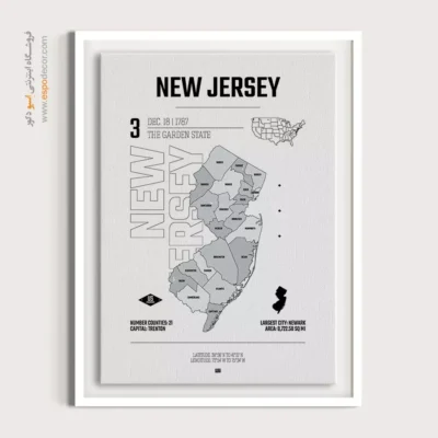 تابلو نقشه مینیمال نیوجرسی - نیوجرسی – تابلو نقشه شهرهای جهان - اسپو دکور