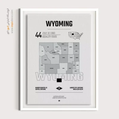 خرید تابلو نقشه وایومینگ - وایومینگ – تابلو نقشه شهرهای جهان - اسپو دکور