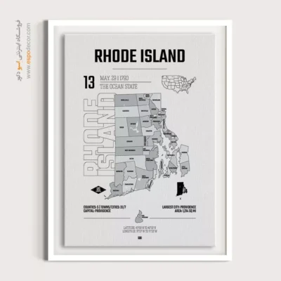 تابلو نقشه دکوراتیو رود آیلند - رود آیلند – تابلو نقشه شهرهای جهان - اسپو دکور