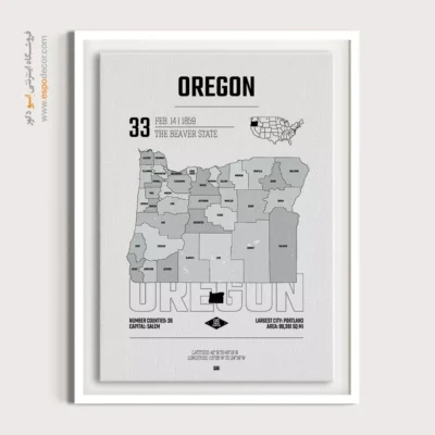 تابلو نقشه مدرن اورگان - اورگان – تابلو نقشه شهرهای جهان - اسپو دکور