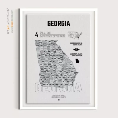 تابلو هنری نقشه جورجیا - جورجیا – تابلو نقشه شهرهای جهان - اسپو دکور