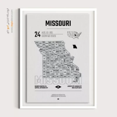 تابلو نقشه شهر میزوری - میزوری – تابلو نقشه شهرهای جهان - اسپو دکور