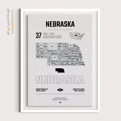 تابلو نقشه مدرن نبراسکا - نبراسکا – تابلو نقشه شهرهای جهان - اسپو دکور