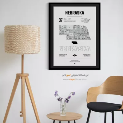 تابلو نقشه مدرن نبراسکا - نبراسکا – تابلو نقشه شهرهای جهان - اسپو دکور
