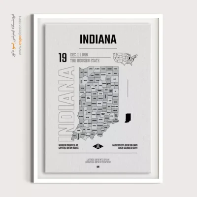 تابلو نقشه دکوراتیو ایندیانا - ایندیانا – تابلو نقشه شهرهای جهان - اسپو دکور