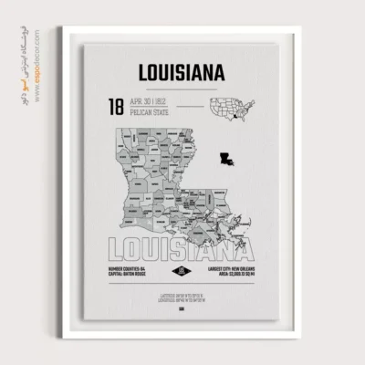 تابلو نقشه لوییزیانا - لوییزیانا – تابلو نقشه شهرهای جهان - اسپو دکور