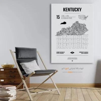 تابلو نقشه مدرن کنتاکی - کنتاکی – تابلو نقشه شهرهای جهان - اسپو دکور