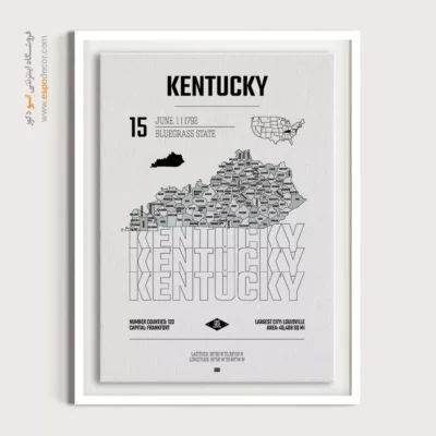 تابلو نقشه مدرن کنتاکی - کنتاکی – تابلو نقشه شهرهای جهان - اسپو دکور