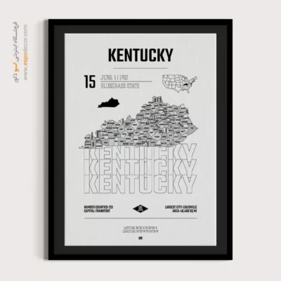 تابلو نقشه مدرن کنتاکی - کنتاکی – تابلو نقشه شهرهای جهان - اسپو دکور