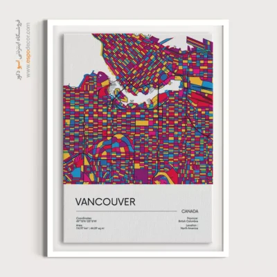 خرید تابلو نقشه مینیمال ونکوور - ونکوور – تابلو نقشه شهرهای جهان - اسپو دکور