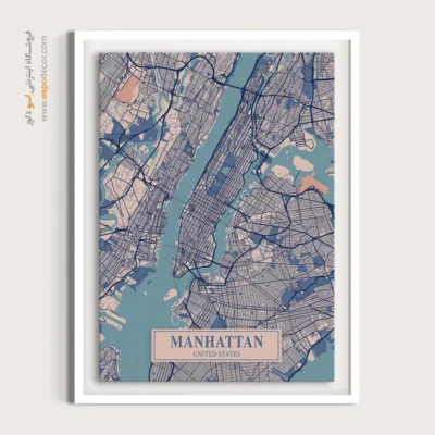 تابلو نقشه دکوراتیو منهتن - منهتن – تابلو نقشه شهرهای جهان - اسپو دکور