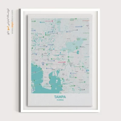 خرید تابلو نقشه مدرن تمپا - تمپا – تابلو نقشه شهرهای جهان - اسپو دکور