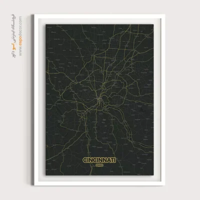 تابلو نقشه سینسیناتی - سینسیناتی – تابلو نقشه شهرهای جهان - اسپو دکور