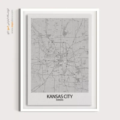 تابلو نقشه شهر کنزاس سیتی - کنزاس سیتی – تابلو نقشه شهرهای جهان - اسپو دکور