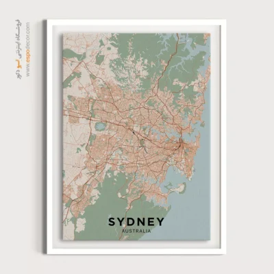 تابلو هنری نقشه شهر سیدنی - سیدنی – تابلو نقشه شهرهای جهان - اسپو دکور