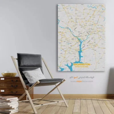 خرید تابلو نقشه مدرن واشنگتن - واشنگتن – تابلو نقشه شهرهای جهان - اسپو دکور