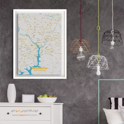 خرید تابلو نقشه مدرن واشنگتن - واشنگتن – تابلو نقشه شهرهای جهان - اسپو دکور