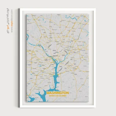 خرید تابلو نقشه مدرن واشنگتن - واشنگتن – تابلو نقشه شهرهای جهان - اسپو دکور
