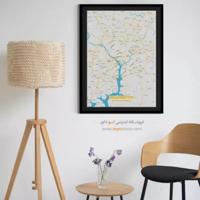 خرید تابلو نقشه مدرن واشنگتن - واشنگتن – تابلو نقشه شهرهای جهان - اسپو دکور