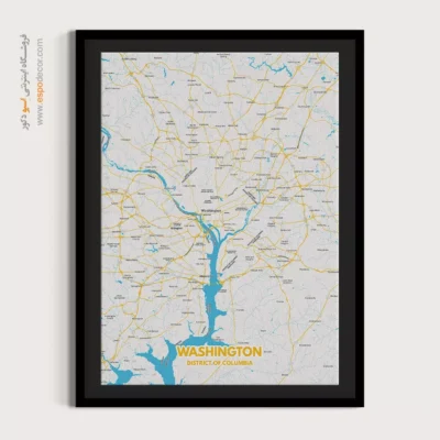 خرید تابلو نقشه مدرن واشنگتن - واشنگتن – تابلو نقشه شهرهای جهان - اسپو دکور