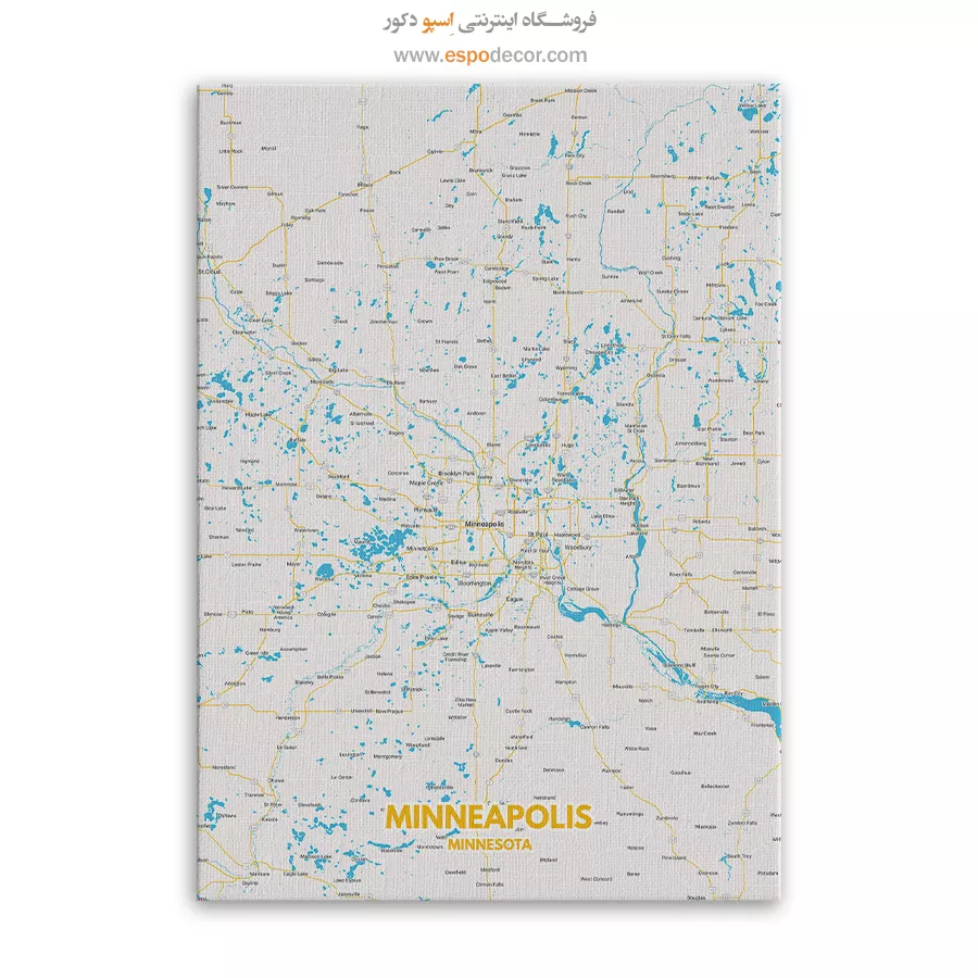 تابلو نقشه مینیاپولیس - مینیاپولیس – تابلو نقشه شهرهای جهان - اسپو دکور