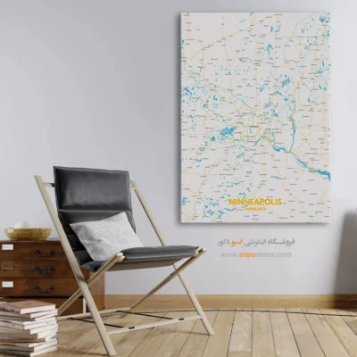 تابلو نقشه مینیاپولیس - مینیاپولیس – تابلو نقشه شهرهای جهان - اسپو دکور