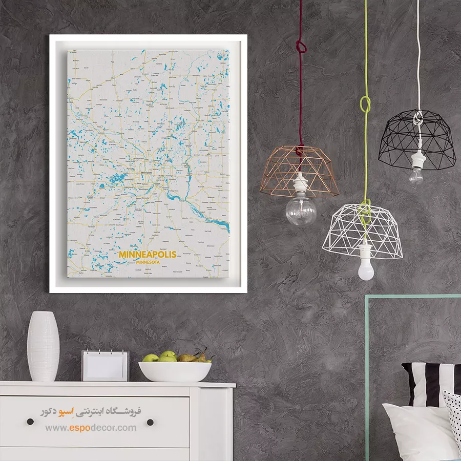 تابلو نقشه مینیاپولیس - مینیاپولیس – تابلو نقشه شهرهای جهان - اسپو دکور