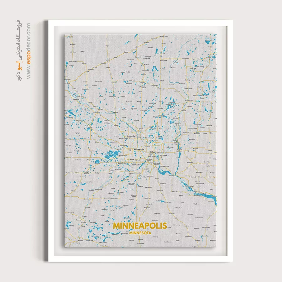 تابلو نقشه مینیاپولیس - مینیاپولیس – تابلو نقشه شهرهای جهان - اسپو دکور